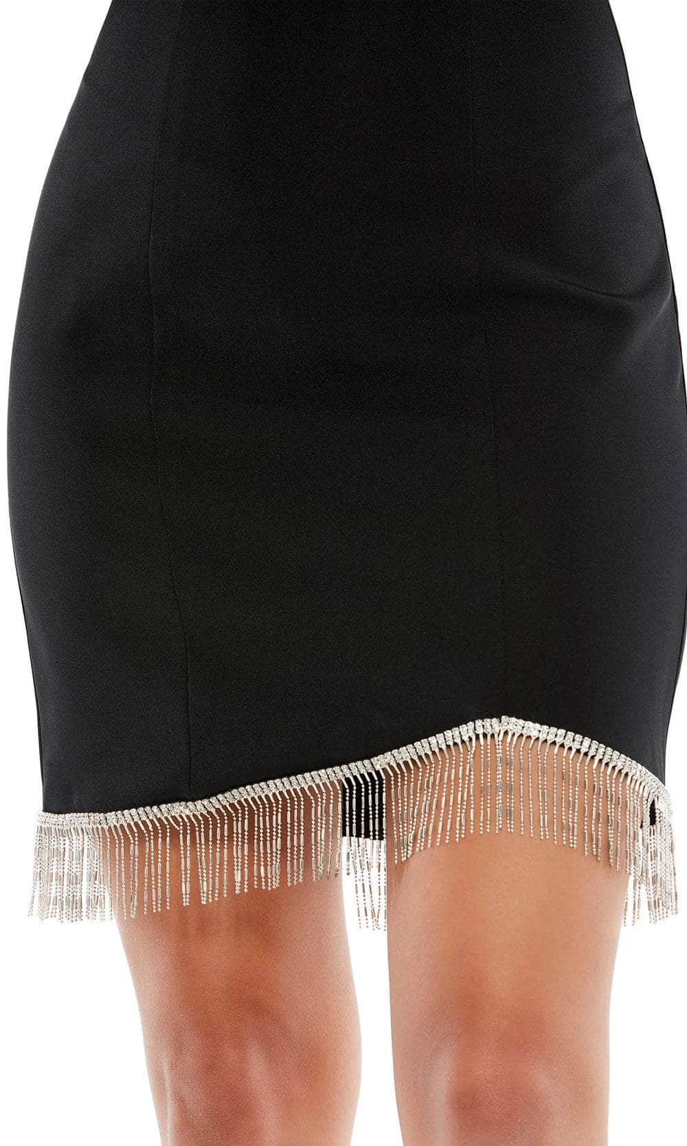 Ieena Duggal 26679 - Fringes Long Sleeves Mini Dress Cocktail Dresses