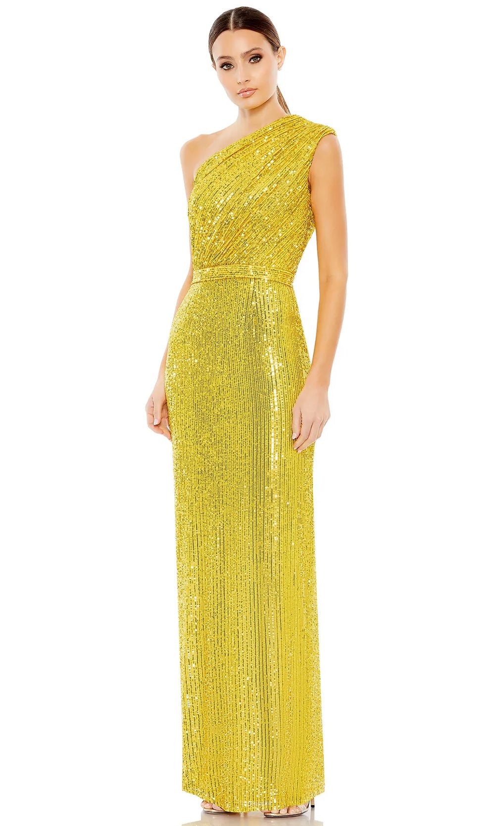 Ieena Duggal 26694 - Ruched Asymmetrical Neck Prom Gown Prom Dresses