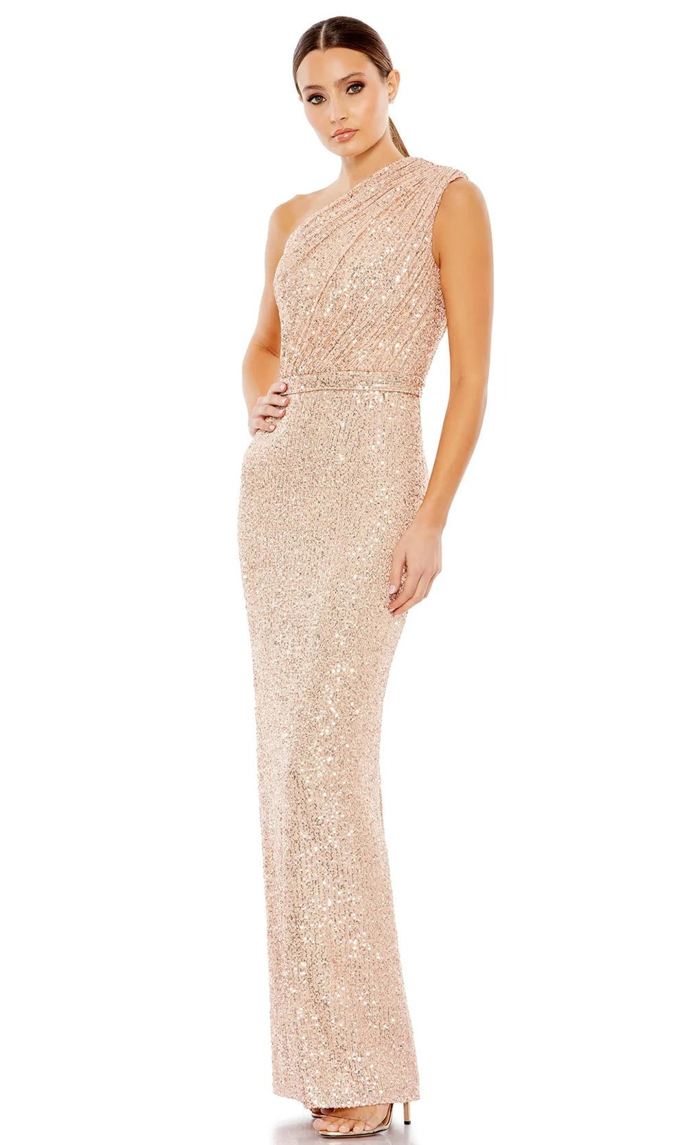 Ieena Duggal 26694 - Ruched Asymmetrical Neck Prom Gown Prom Dresses
