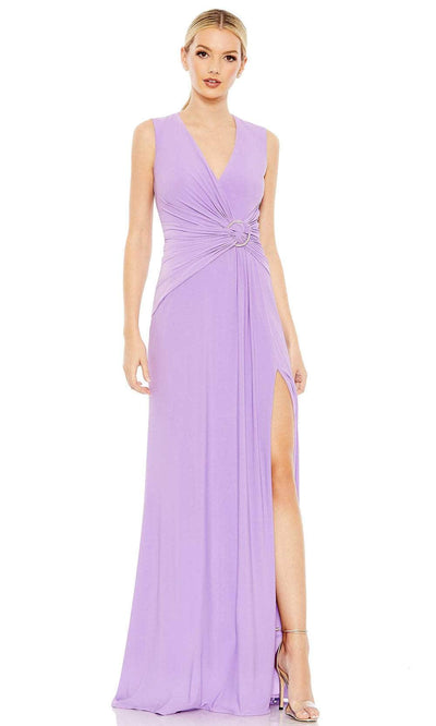 Ieena Duggal 26890 - V-Neck Knotted Waist Evening Dress Evening Dresses 0 / Lilac