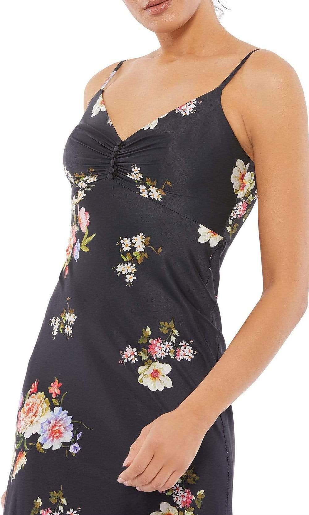 Ieena Duggal - 55388I V-Neck Empire Tea-Length Dress Special Occasion Dress