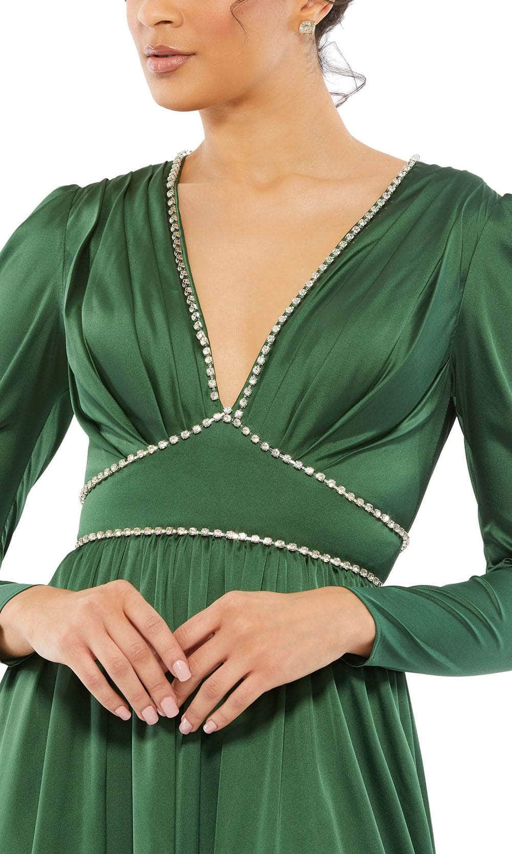 Ieena Duggal 55702 - Puffed Sleeve Evening Gown With Slit Special Occasion Dress
