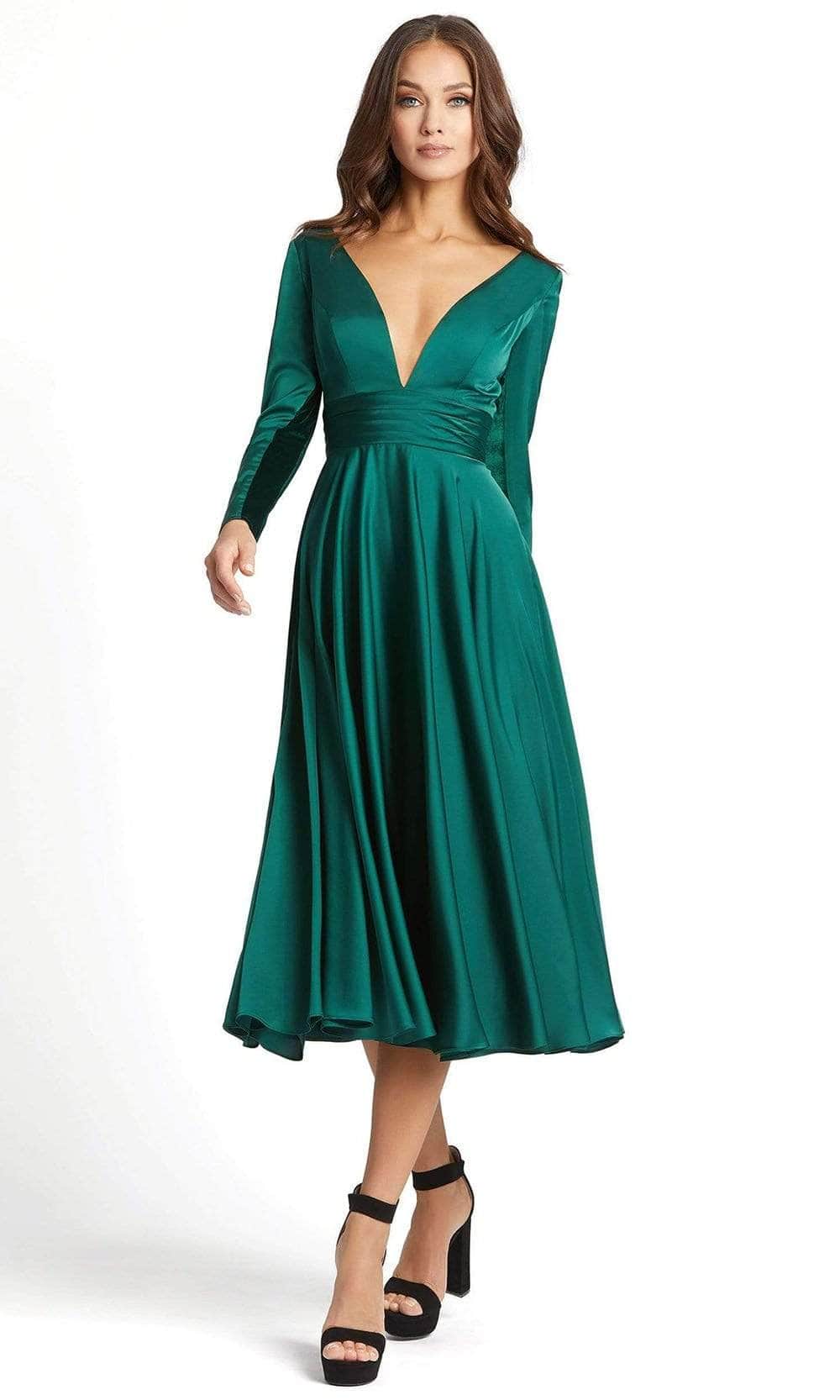 Ieena Duggal 67527 - Long Sleeve Tea-Length Dress ADASA Ieena Duggal 67527 - Long Sleeve Tea-Length Dress ADASA