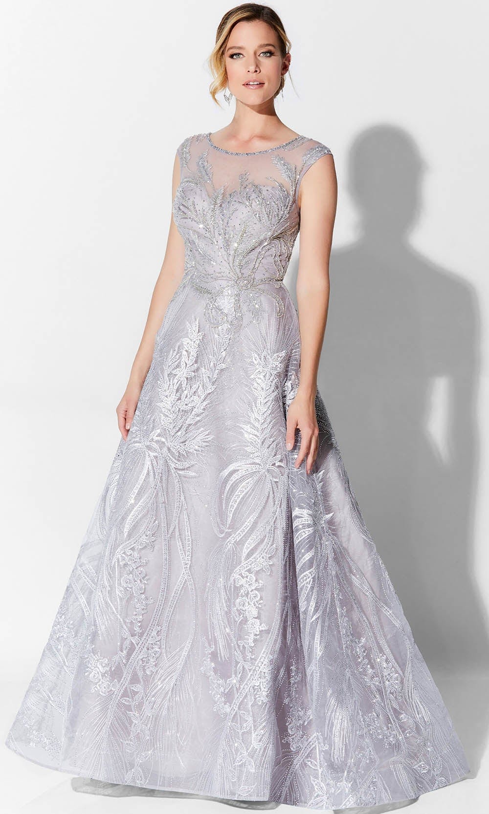 Ivonne D 122D61 - Embroidered Tulle Evening Gown Mother of the Bride Dresses 4 / Silver
