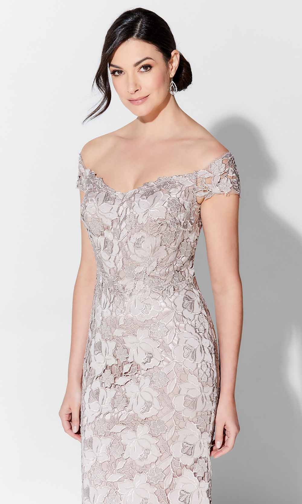 Ivonne D 122D65 - Embroidered Crepe Laced Evening Gown Mother of the Bride Dresses