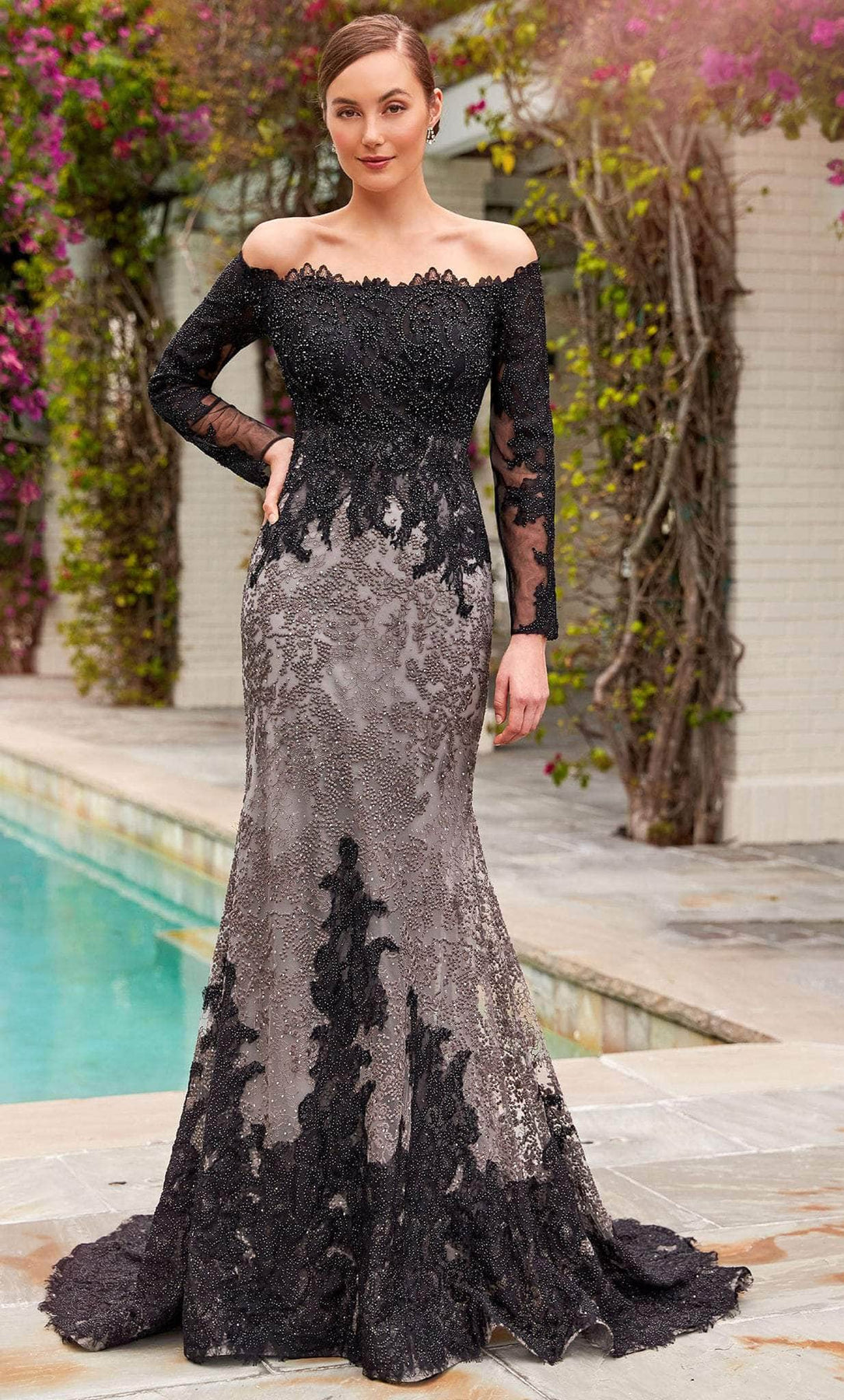 Ivonne D 220D30 - Straight Across Embroidered Prom Gown Prom Dresses