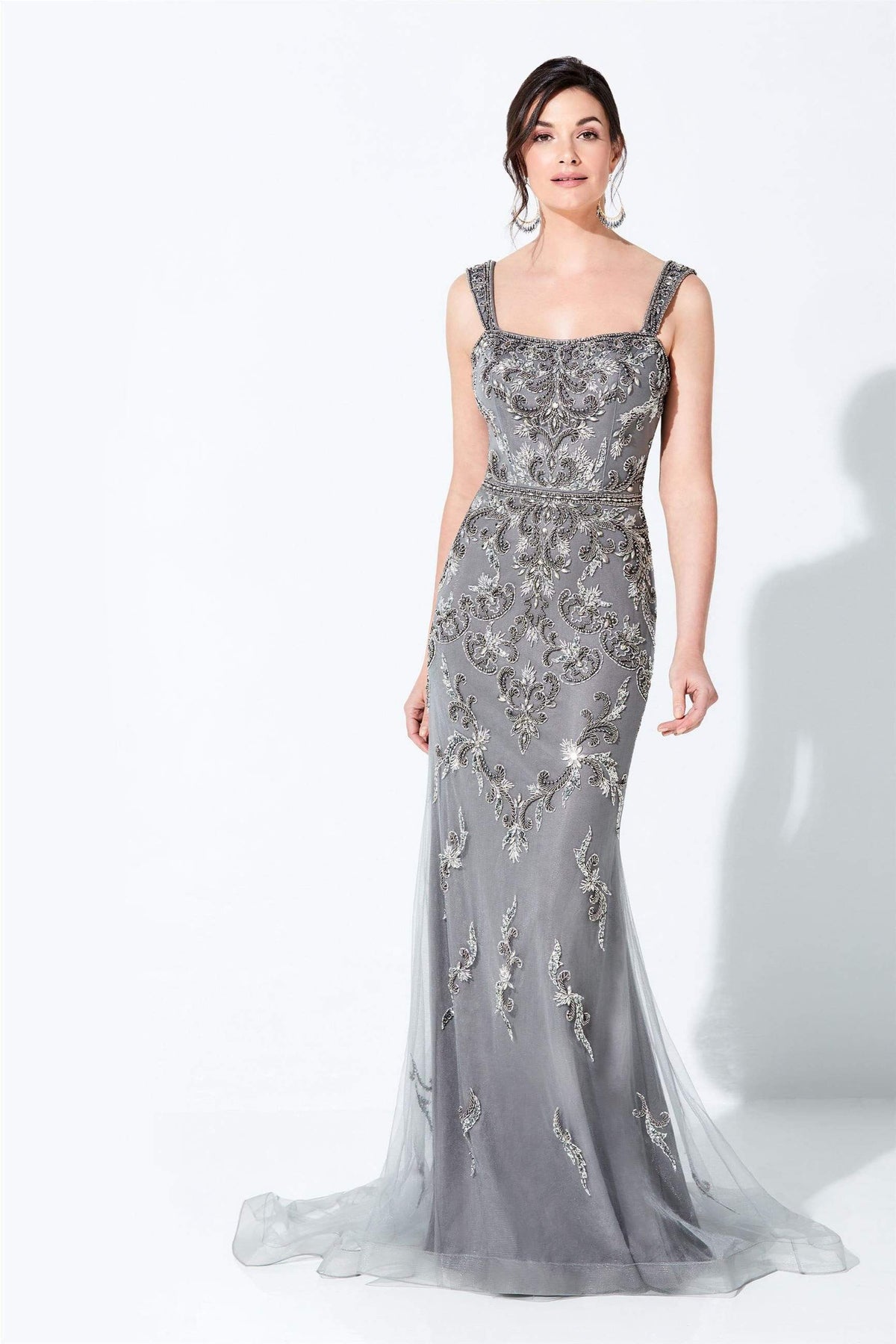 Ivonne D by Mon Cheri - 120D06 Strapless Straight Across Long Dress Evening Dresses 4 / Gray
