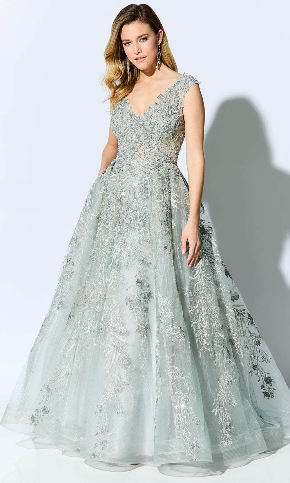 Ivonne D for Mon Cheri ID903 - Laced Appliqued Evening Gown Special Occasion Dress 4 / Seamist