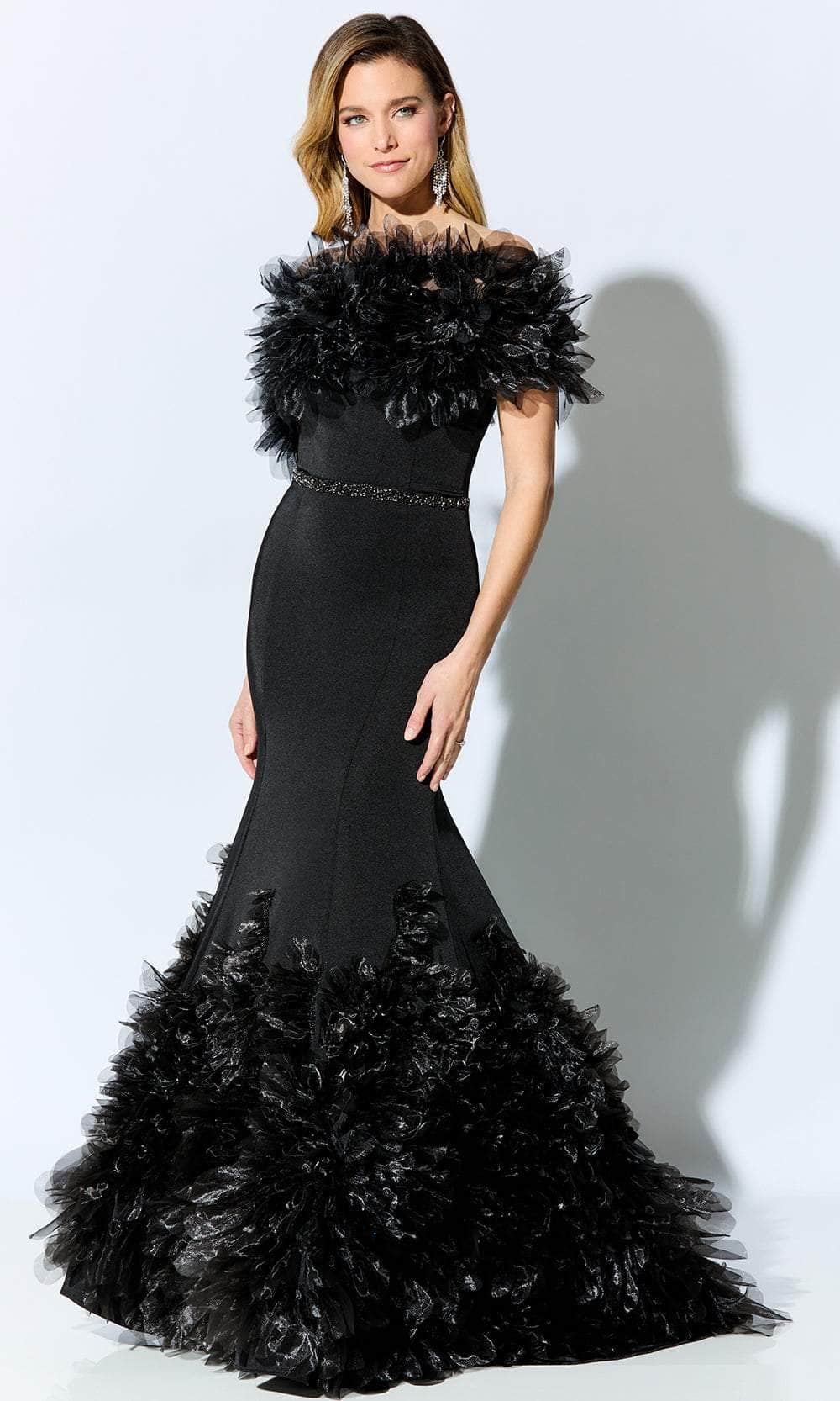 Ivonne D for Mon Cheri ID909 - Tulle Appliqued Formal Gown Special Occasion Dress 4 / Black