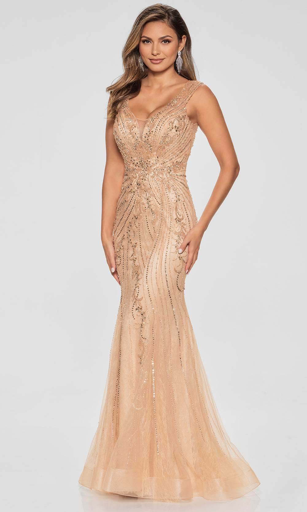 Ivonne D ID802 - Beaded V-Neck Tulle Mother of the Bride Gown Special Occasion Dress