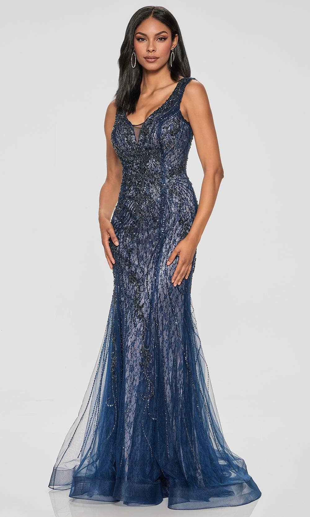 Ivonne D ID802 - Beaded V-Neck Tulle Mother of the Bride Gown Special Occasion Dress