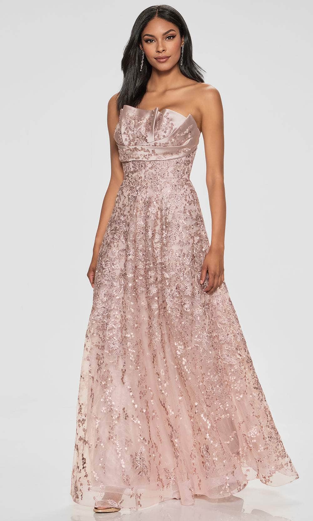 Ivonne D ID804 - Embroidered Straight Across A-Line Gown Special Occasion Dress