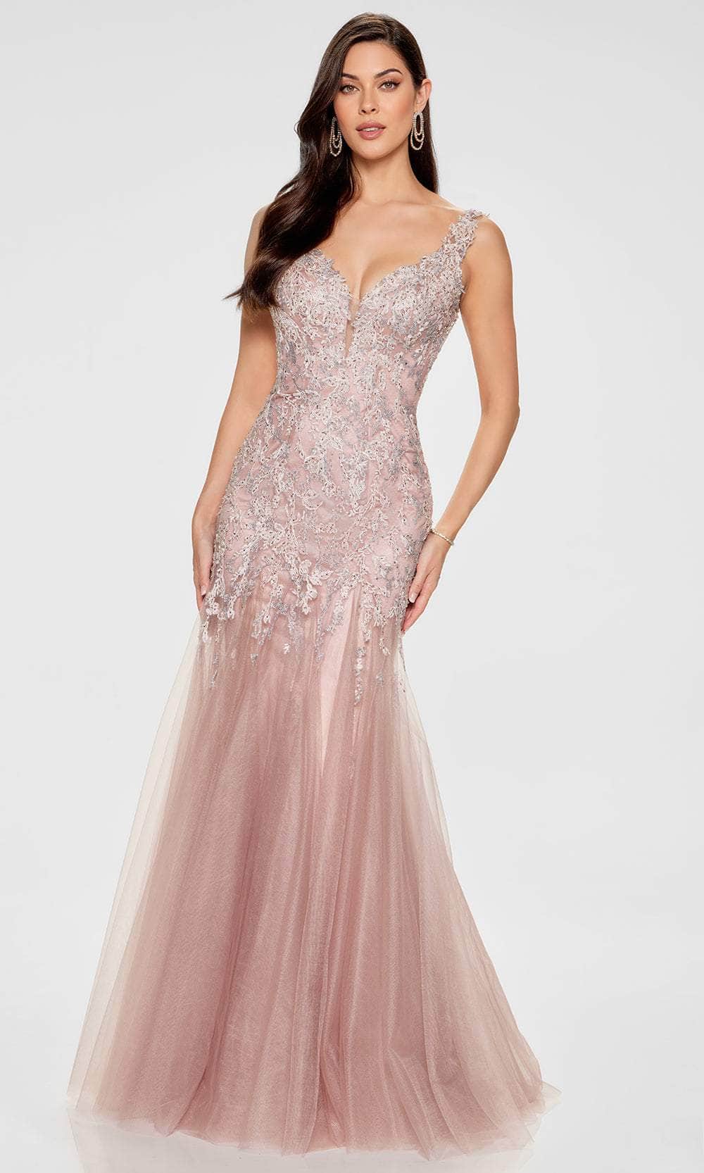 Ivonne D ID805 - Glamorous Mermaid Gown with Illusion Sleeves Special Occasion Dress