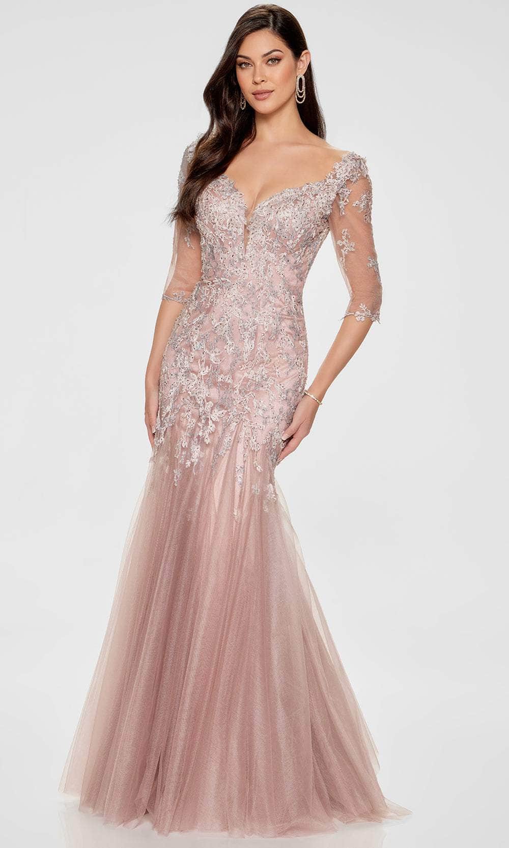 Ivonne D ID805 - Glamorous Mermaid Gown with Illusion Sleeves Special Occasion Dress