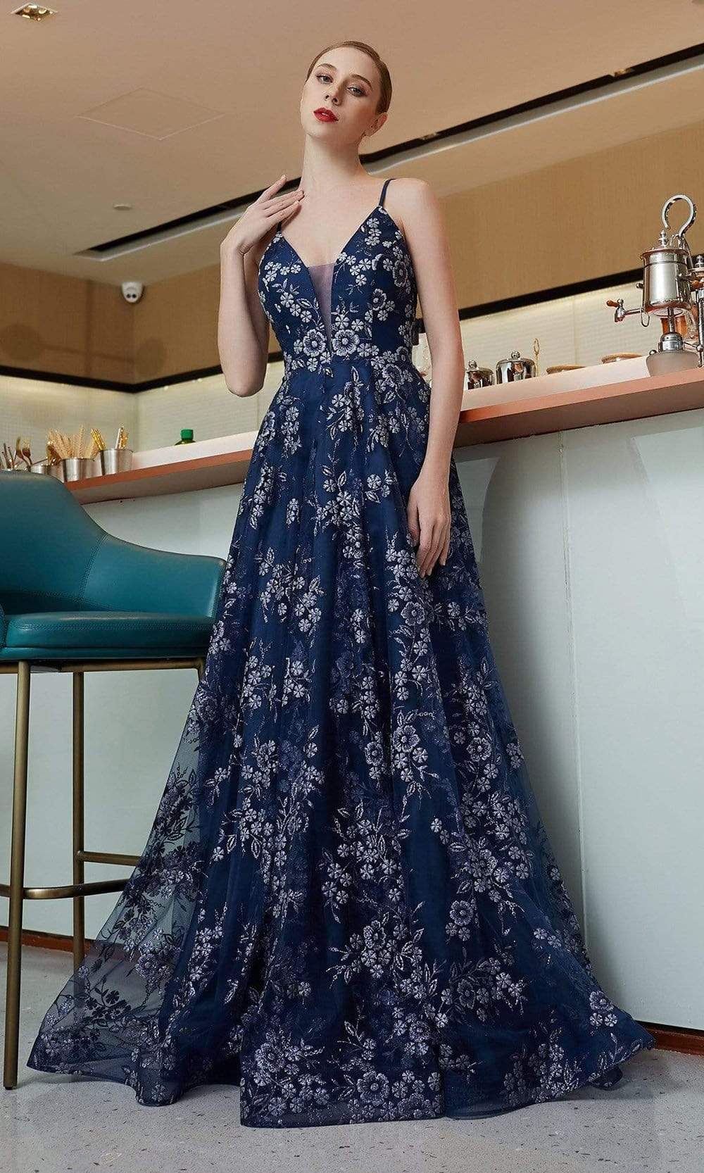 J'Adore Dresses J19018 - Floral A-line Dress J'Adore Dresses J19018 - Floral A-line Dress