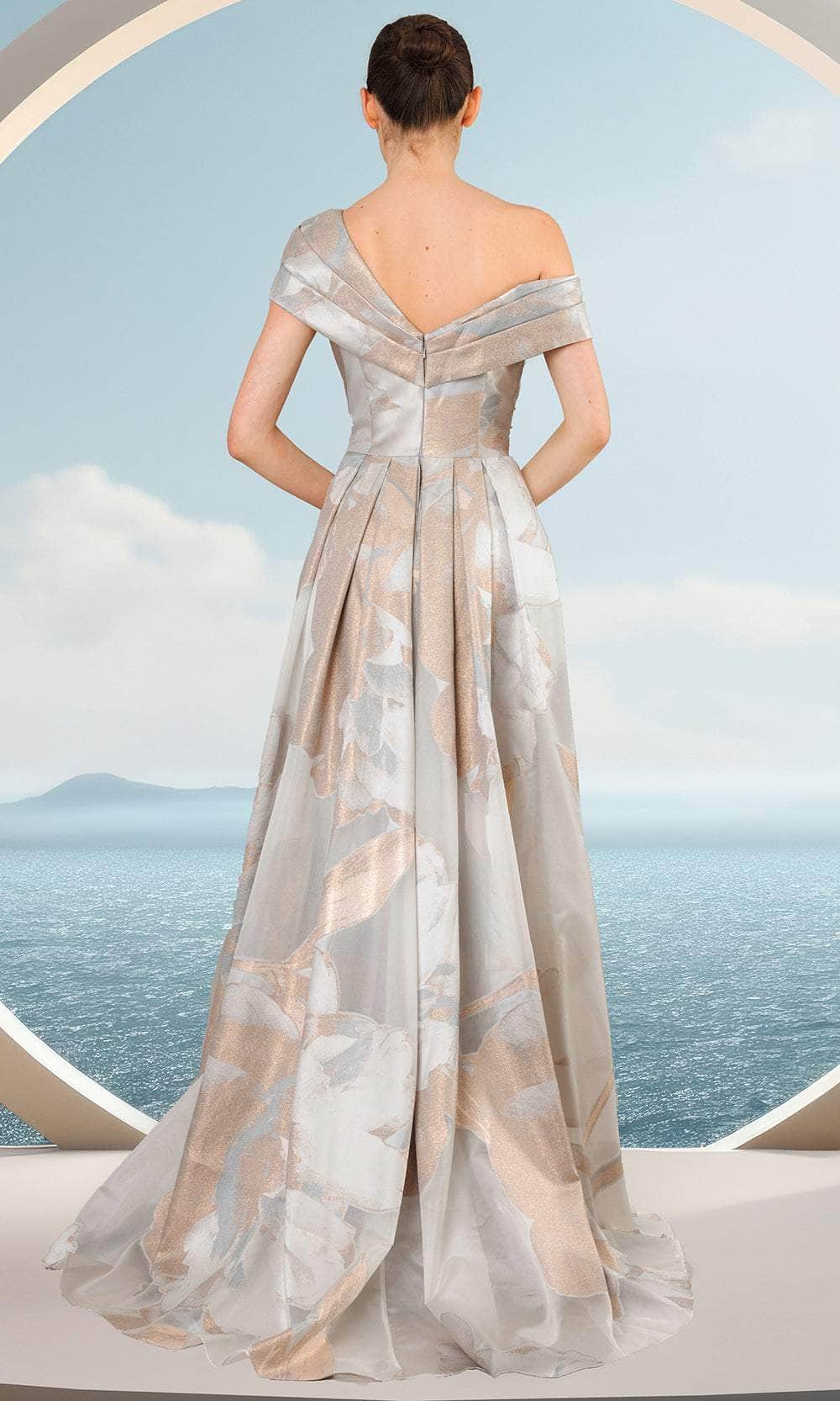 Janique 2515 - Rosette Neckline Evening Dress Mother of the Bride Dresses