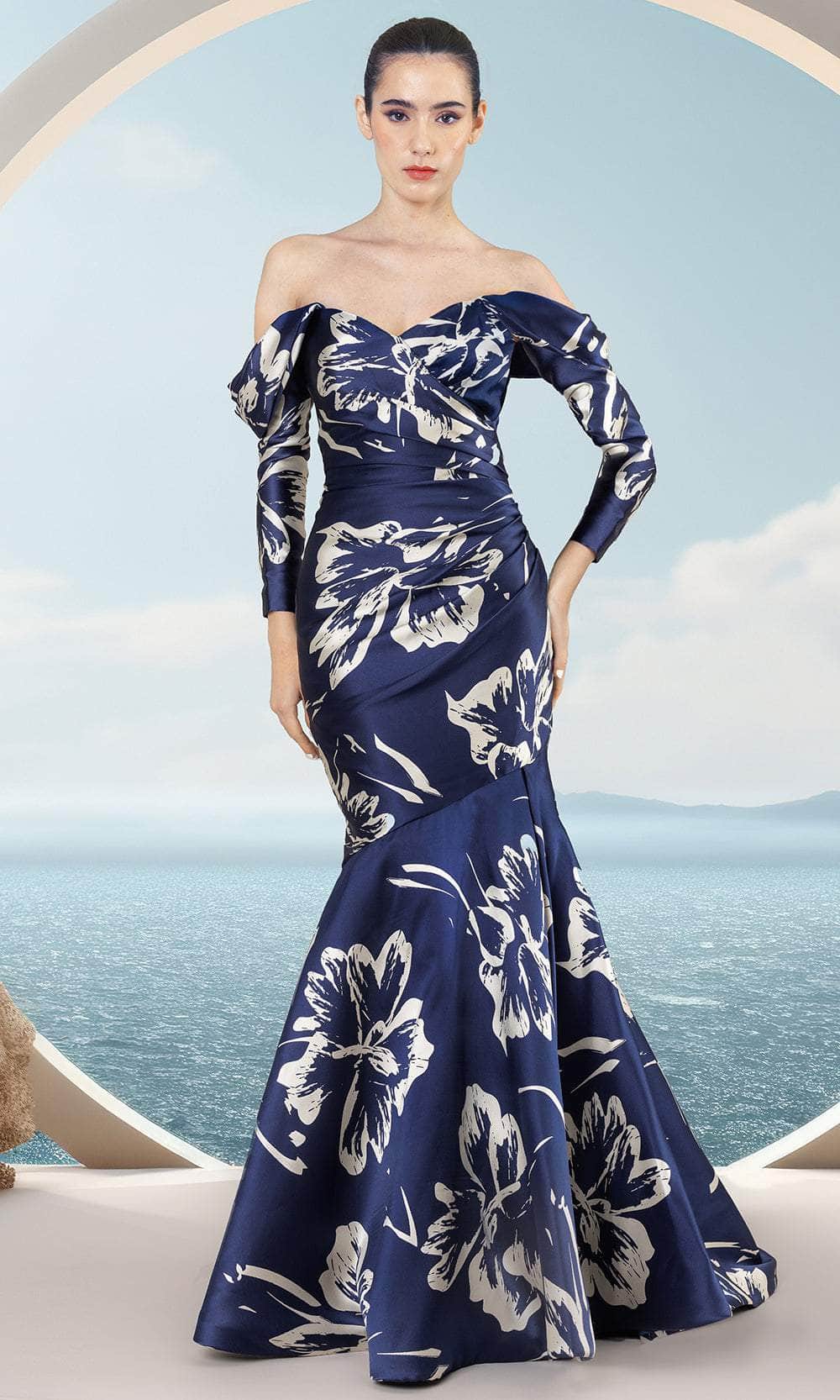 Janique 2601 - Floral Trumpet Evening Dress Evening Dresses