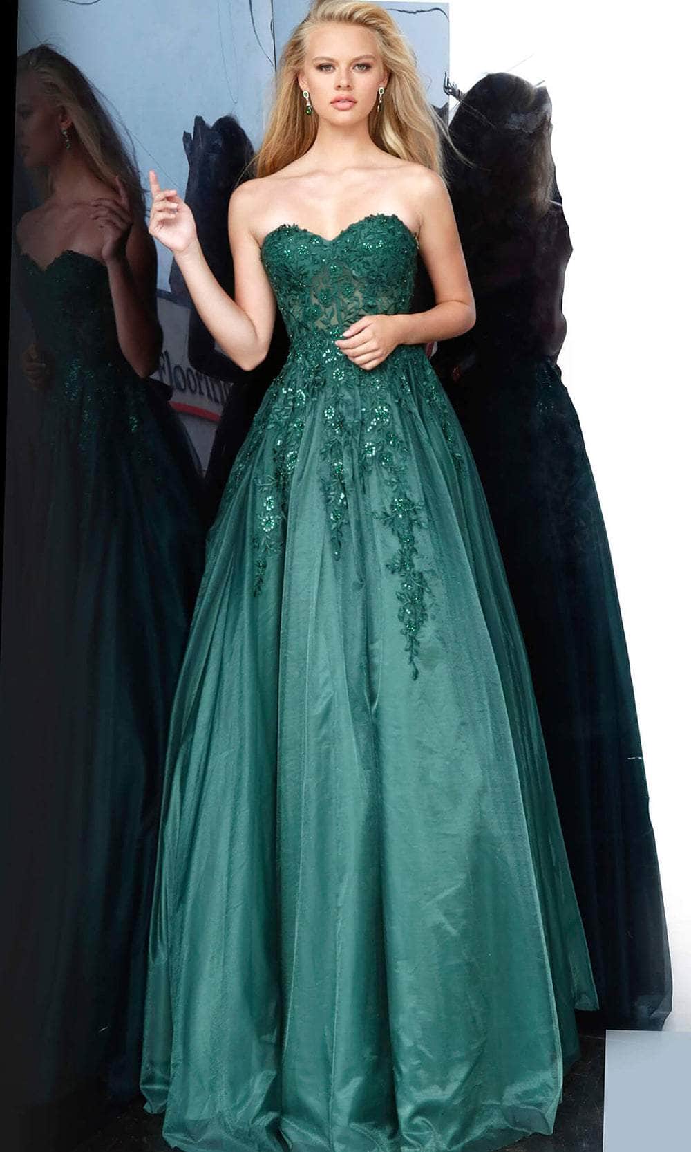 Jovani 00915 - Strapless Embroidered Prom Dress Prom Dresses