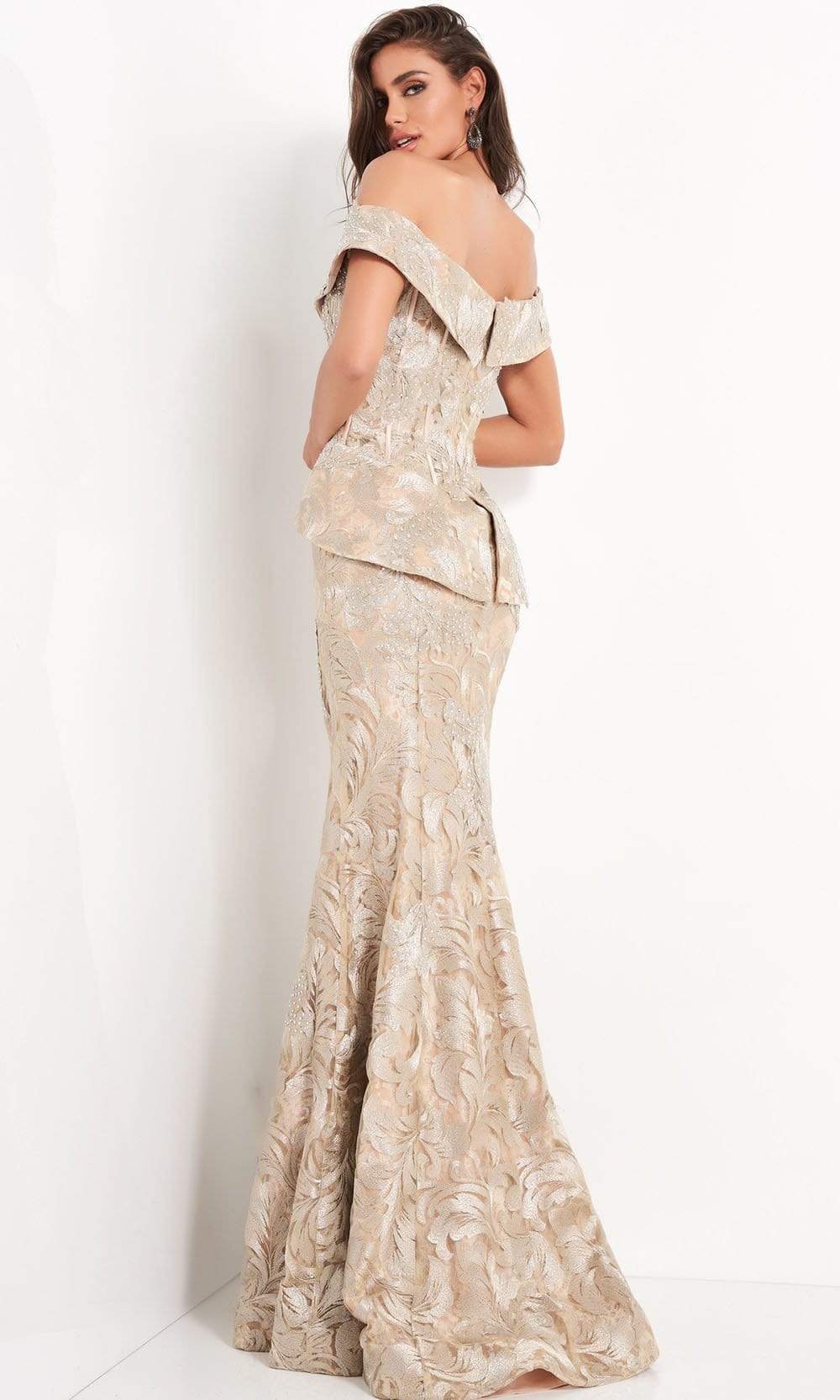 Jovani - 02762 Off Shoulder Corset Bodice Peplum Gown Evening Dresses