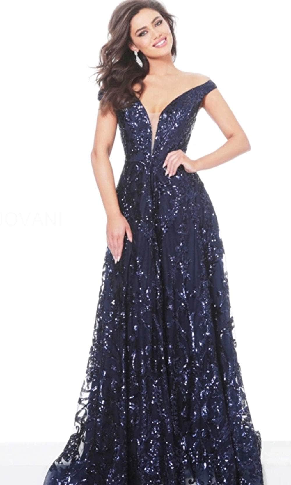 Jovani 02932 - Off Shoulder Sequin Evening Dress Evening Dresses