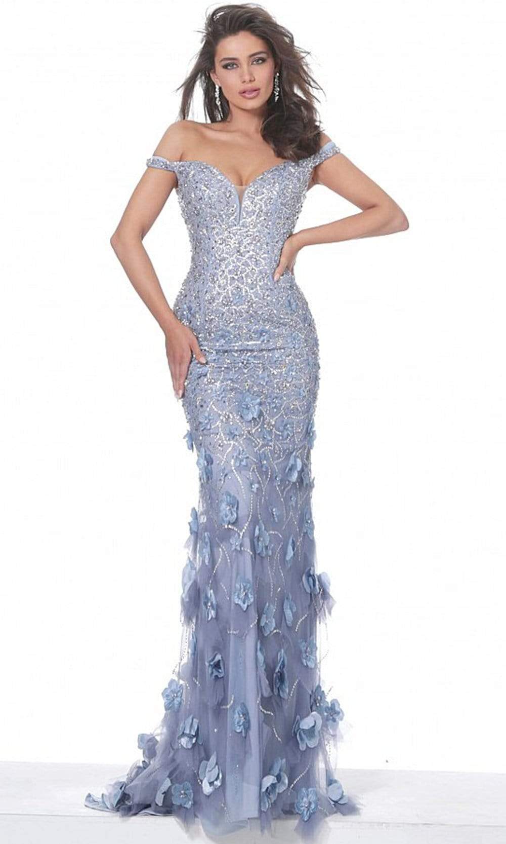 off shoulder slim strap dress Jovani jovani_03191 - Long Sheath Dress