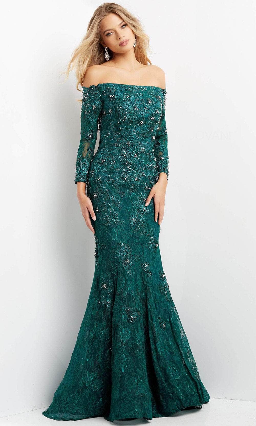 Jovani 03651 - Straight Across Lace Evening Gown Evening Dresses