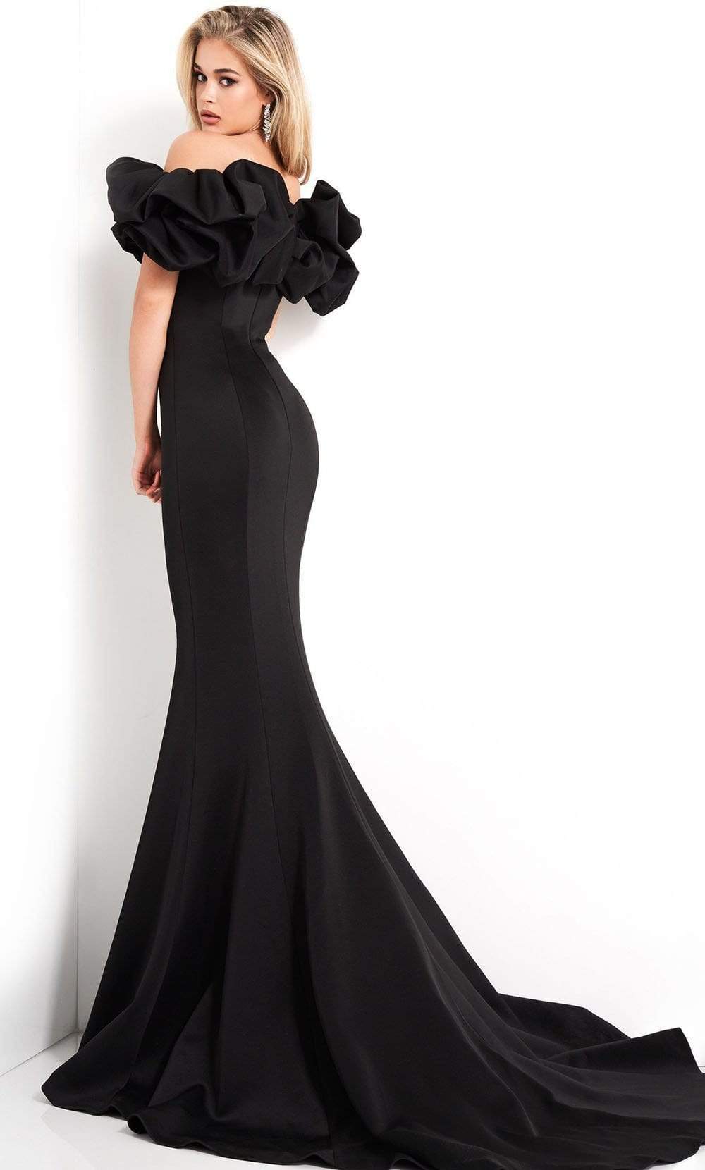 Jovani - 04368 Ruffled Off Shoulder Scuba Mermaid Evening Dress Evening Dresses