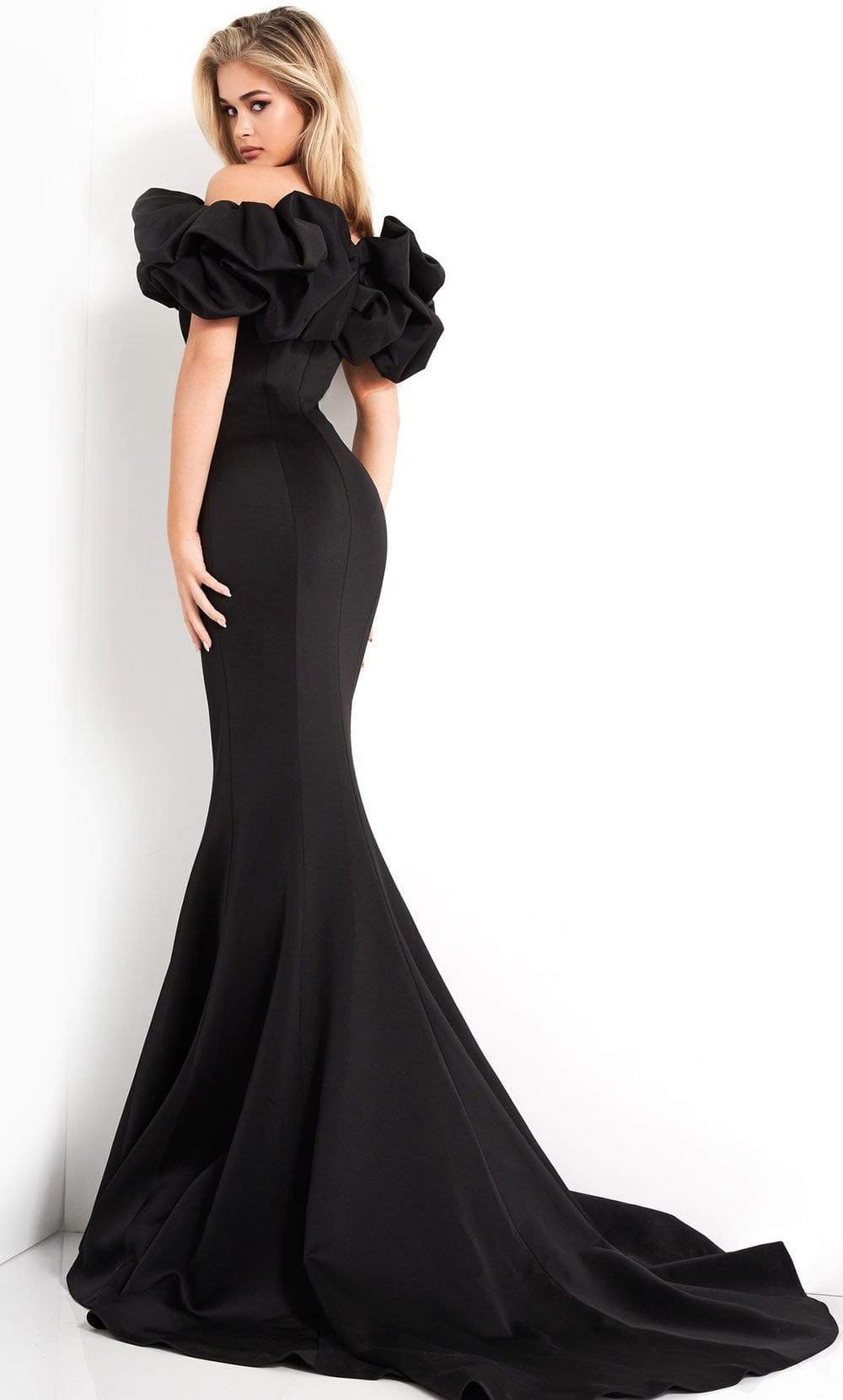 Jovani - 04368 Ruffled Off Shoulder Scuba Mermaid Evening Dress Evening Dresses