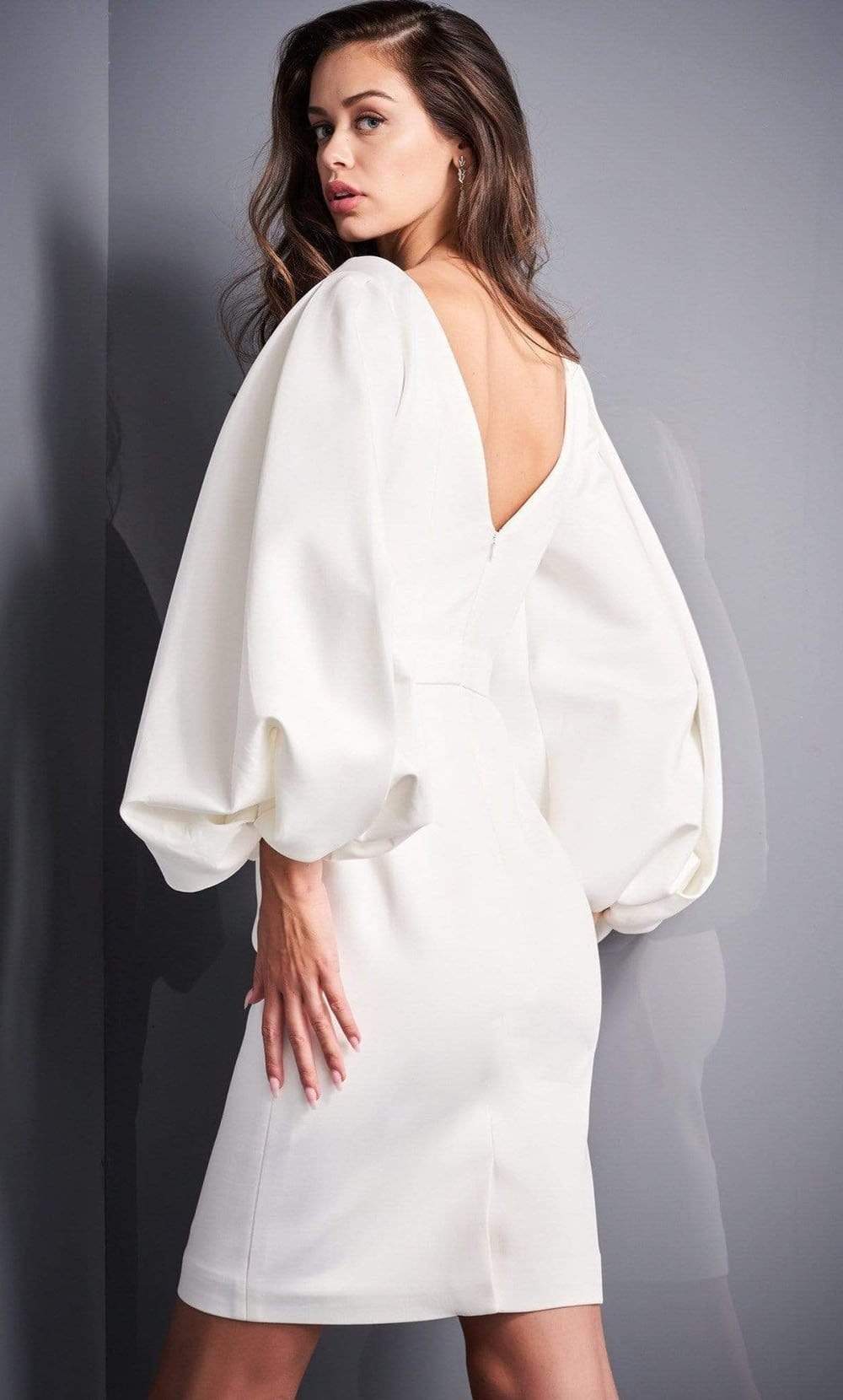 Jovani - 04370 Bubble Sleeve V-Neck Cocktail Dress Cocktail Dresses