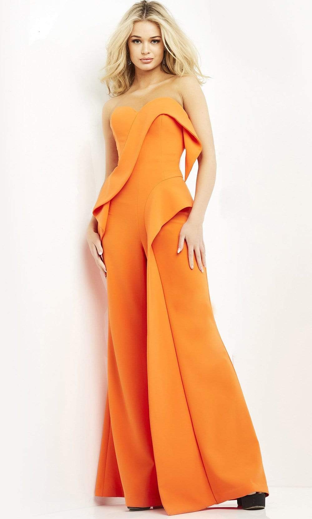 Jovani - 04427 Strapless Sweetheart Ruffle Wide Leg Jumpsuit Special Occasion Dress