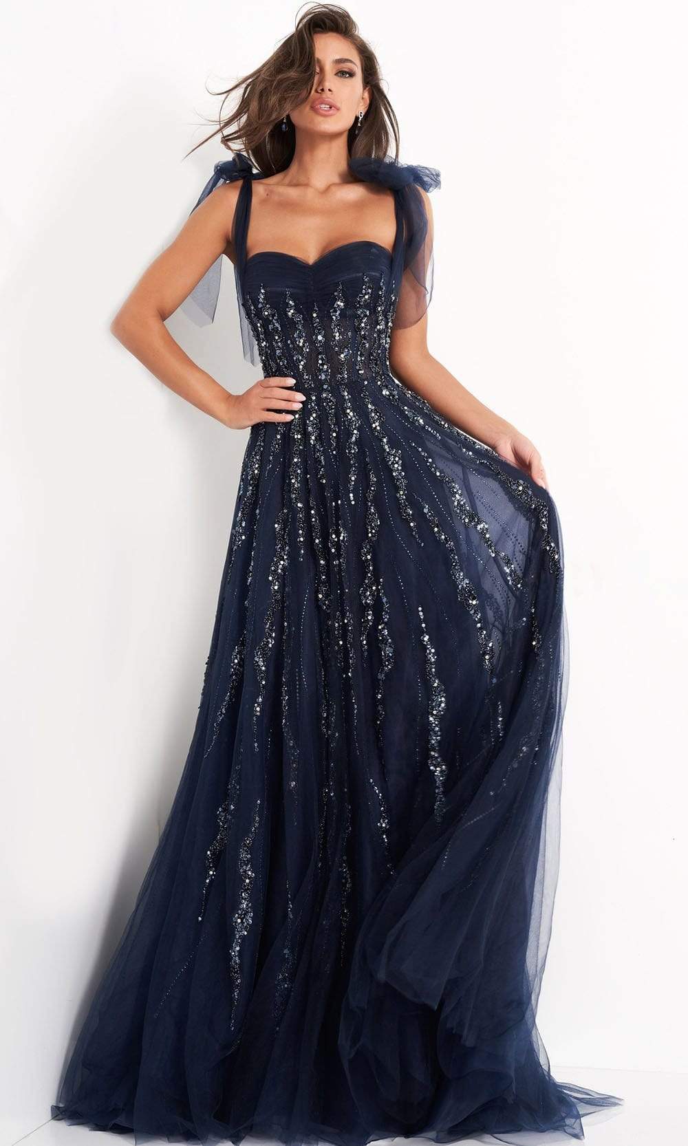 jovani navy blue dress Jovani jovani_04634 - Long A-Line Dress
