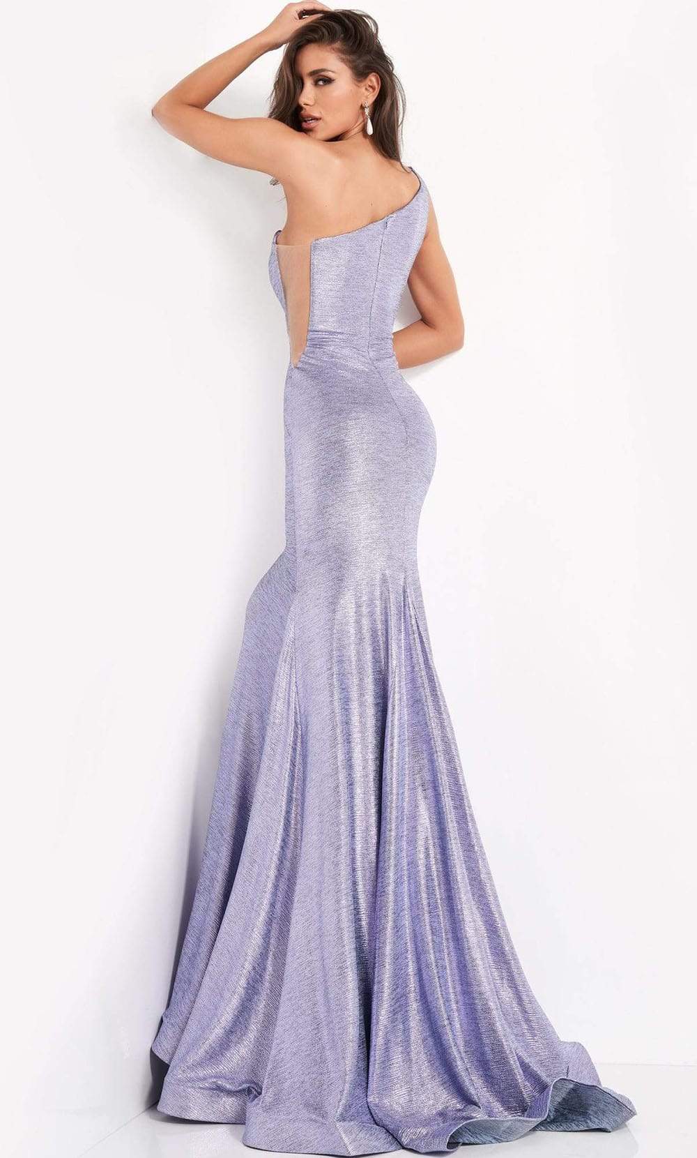 Jovani - 06367 Asymmetric Neck Trumpet Dress With Train Prom Dresses