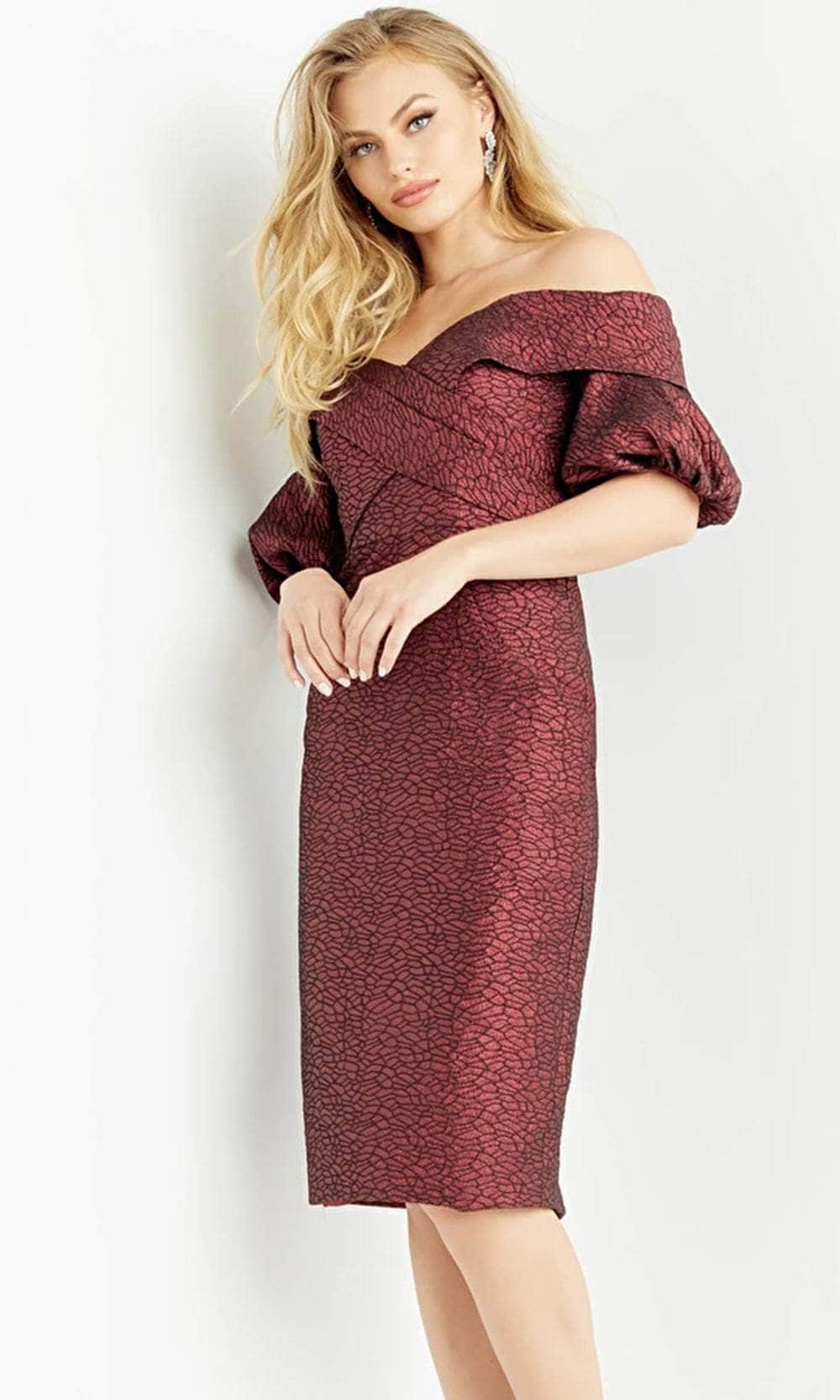 Jovani 06833 - Off Shoulder Puff Sleeves Formal Dress Cocktail Dresses