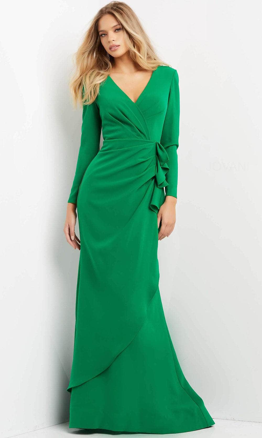 Jovani 06995 - Long Ruffle Draped Evening Dress Evening Dresses