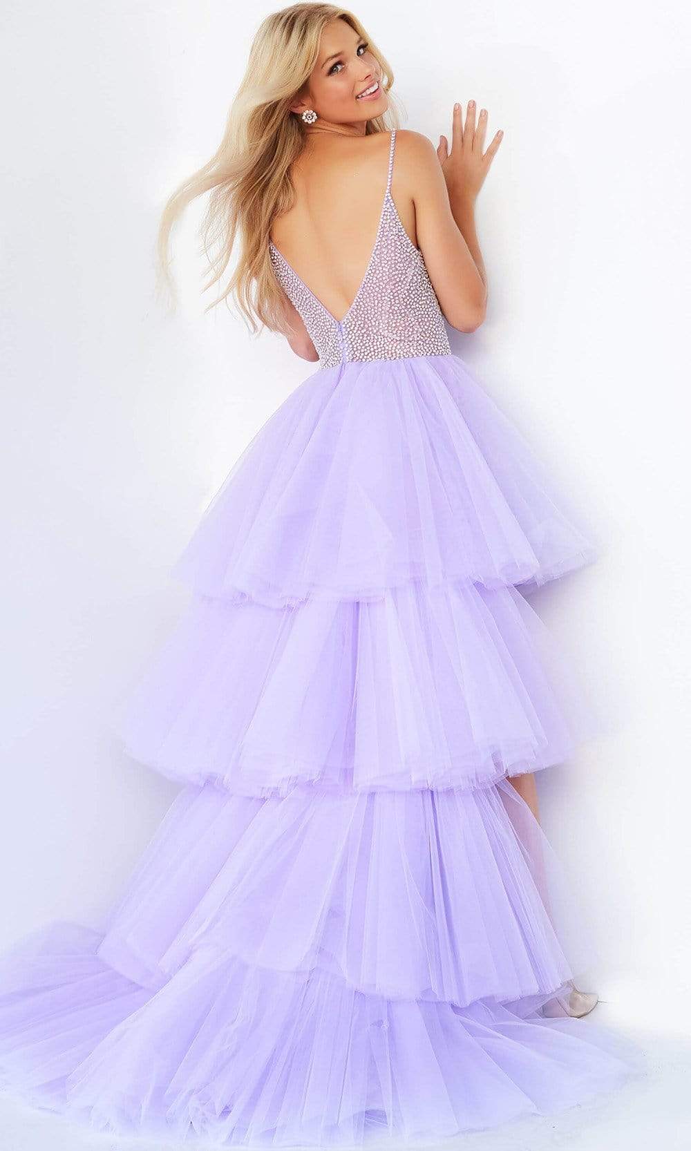 Jovani - 07231 Beaded High Low Tulle Gown Prom Dresses