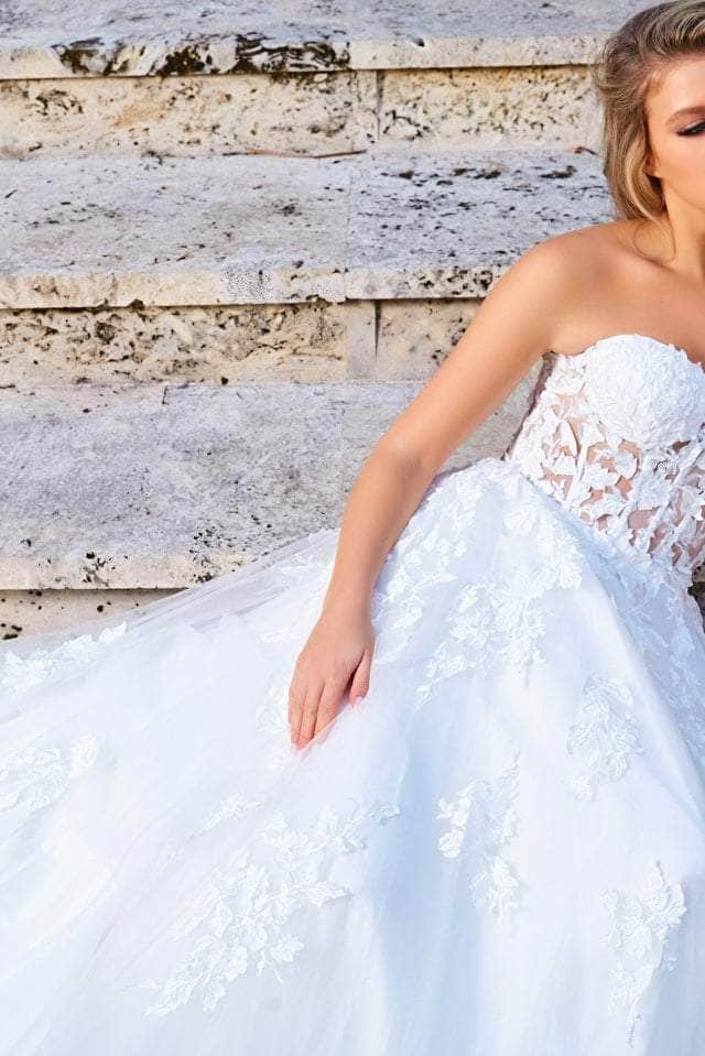 Jovani - 07901 Strapless Lace Ornate A-Line Gown Prom Dresses