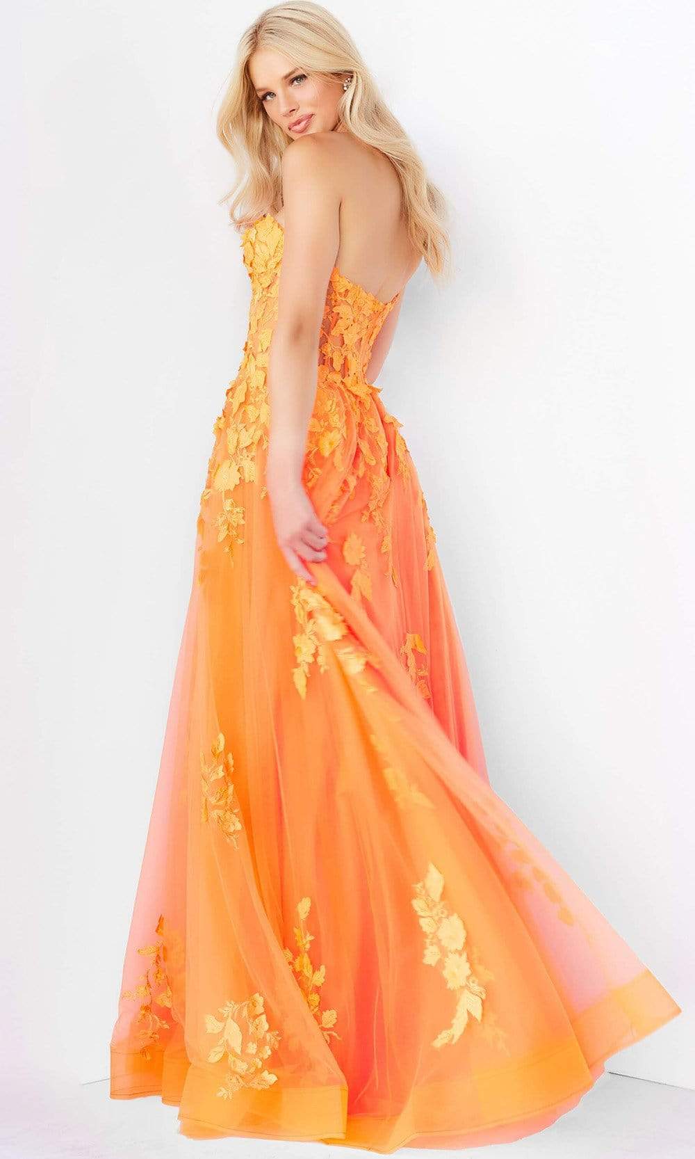 Jovani - 07901 Strapless Lace Ornate A-Line Gown Prom Dresses