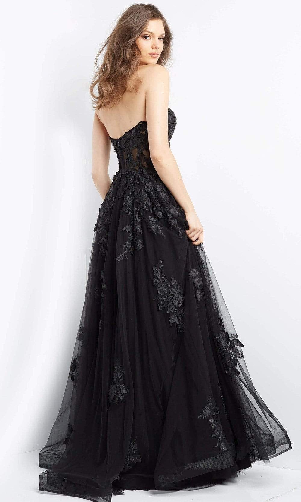 Jovani - 07901 Strapless Lace Ornate A-Line Gown Prom Dresses