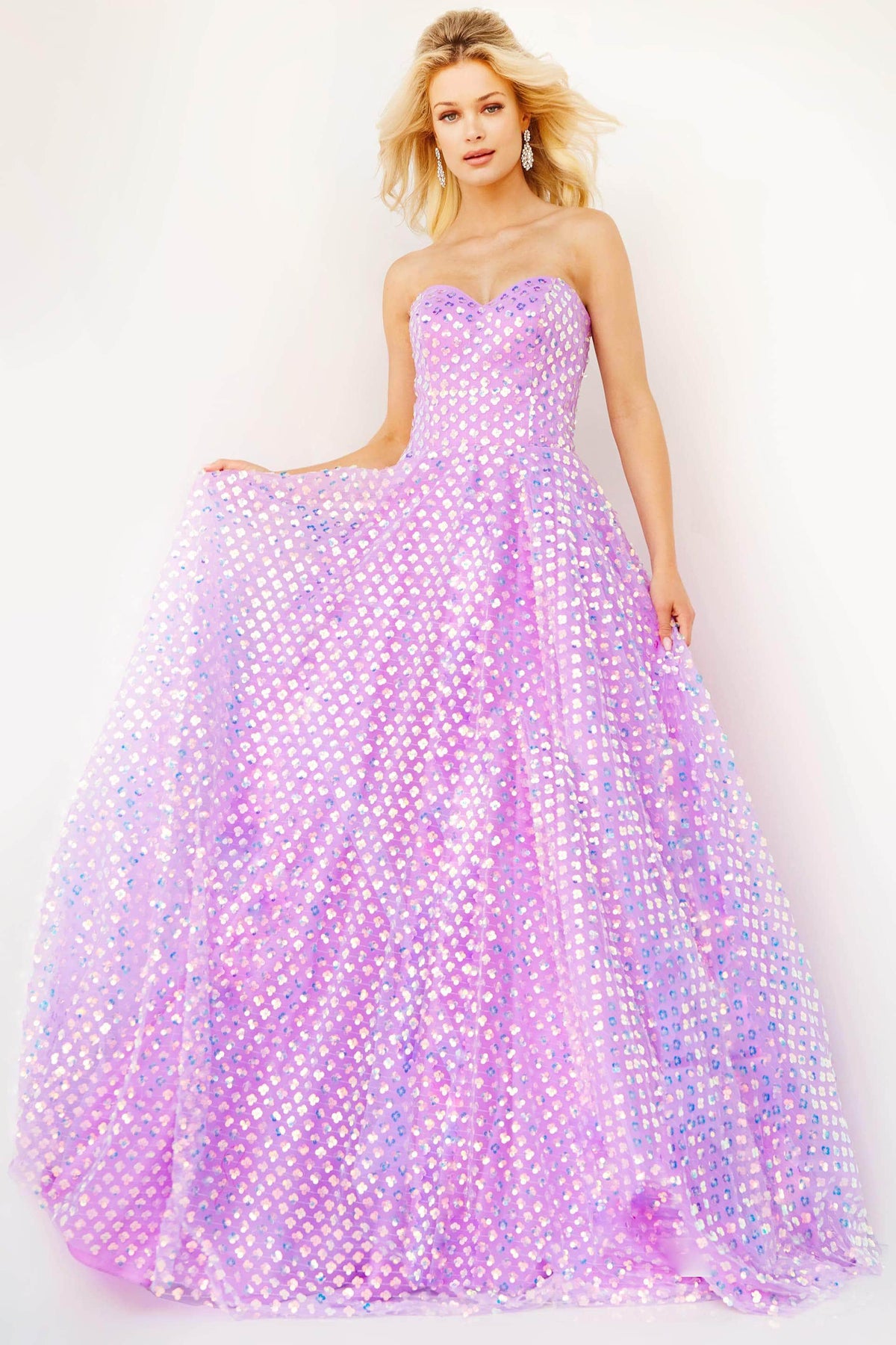 Jovani 08605 - Clover Sequin A-Line Prom Dress Prom Dresses 00 / Lilac
