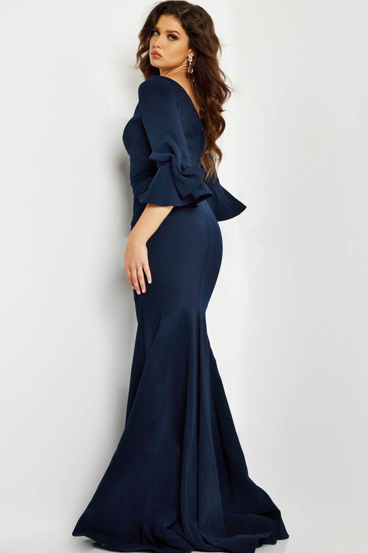 Jovani 09776 - Quarter Sleeves Bateau Evening Dress Evening Dresses