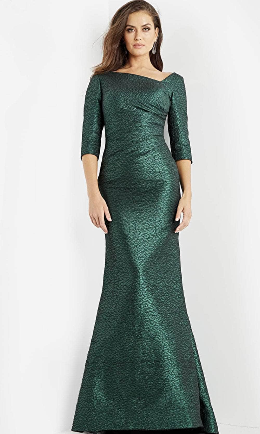 Jovani 23270 - Quarter Sleeves Asymmetrical Neckline Evening Dress Evening Dresses