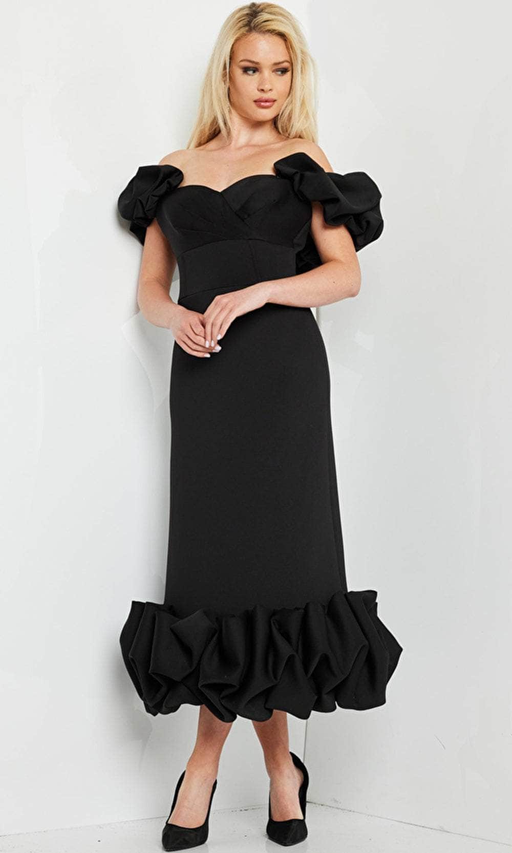 slim fit dress slacks Chiffon Fitted Low V-Neck Ruffle Party Prom Dress – Movousdress main image 1