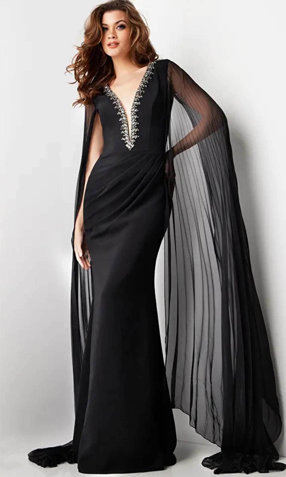 georgette prom dress long sleeve georgette dress Ladivine CD0239 Prom Dress