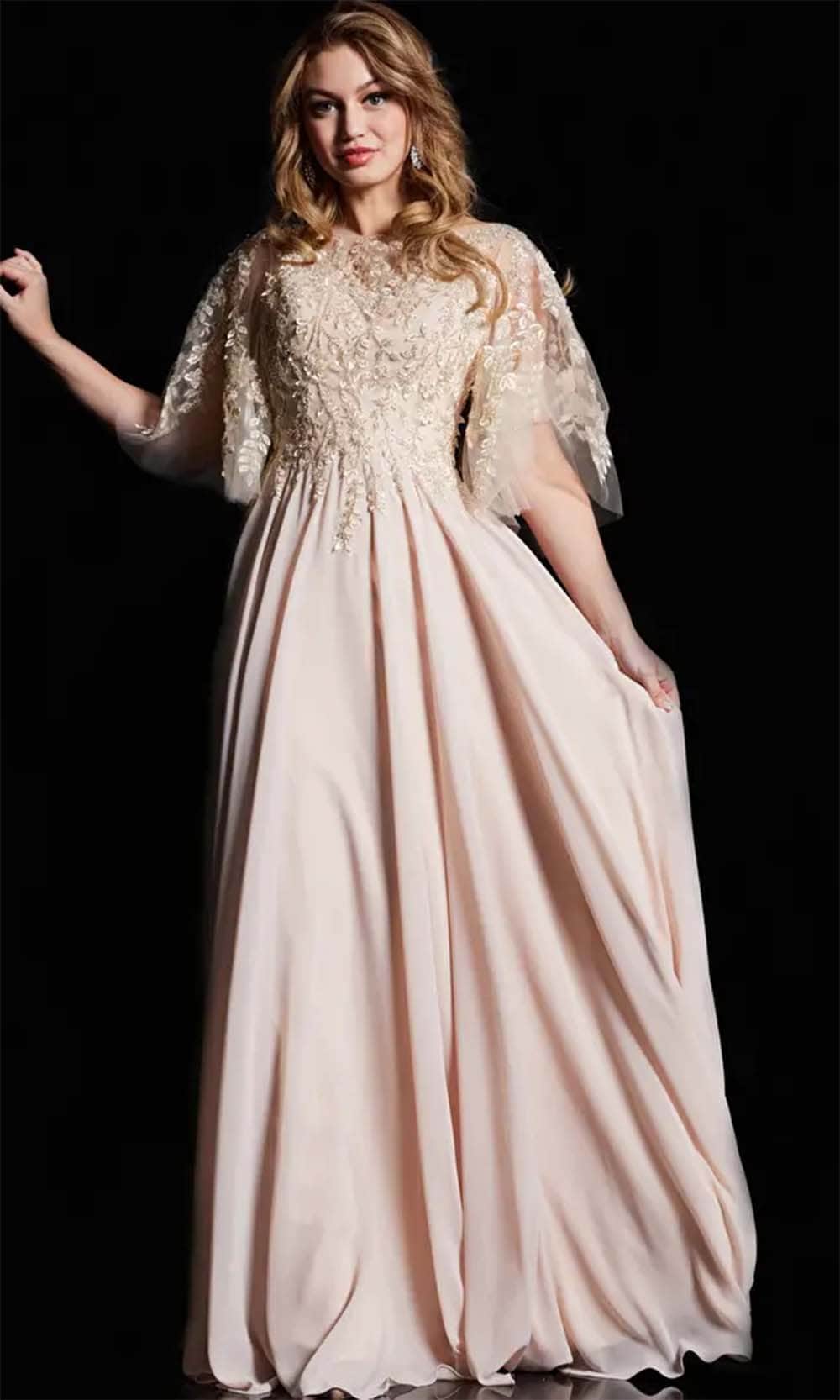 jovani embroidered dress Strapless Sequin Gown With Floral Embellished 42303