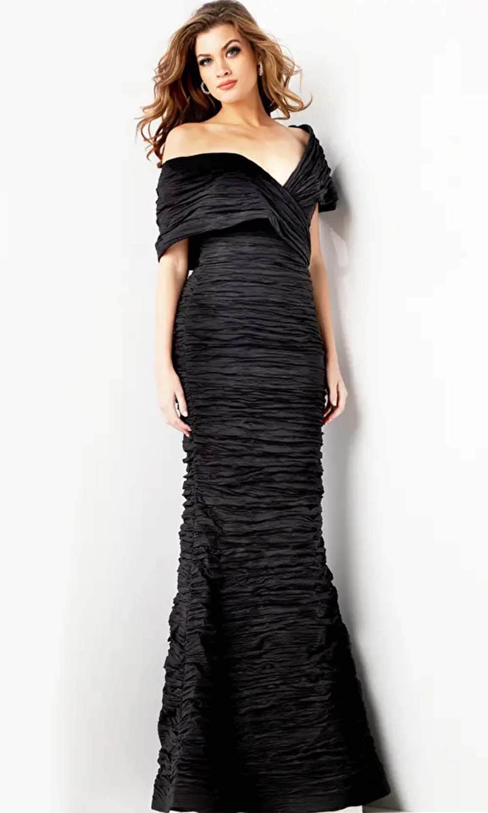 jovani black off the shoulder dress Jovani 38954 - Long Sheath Dress