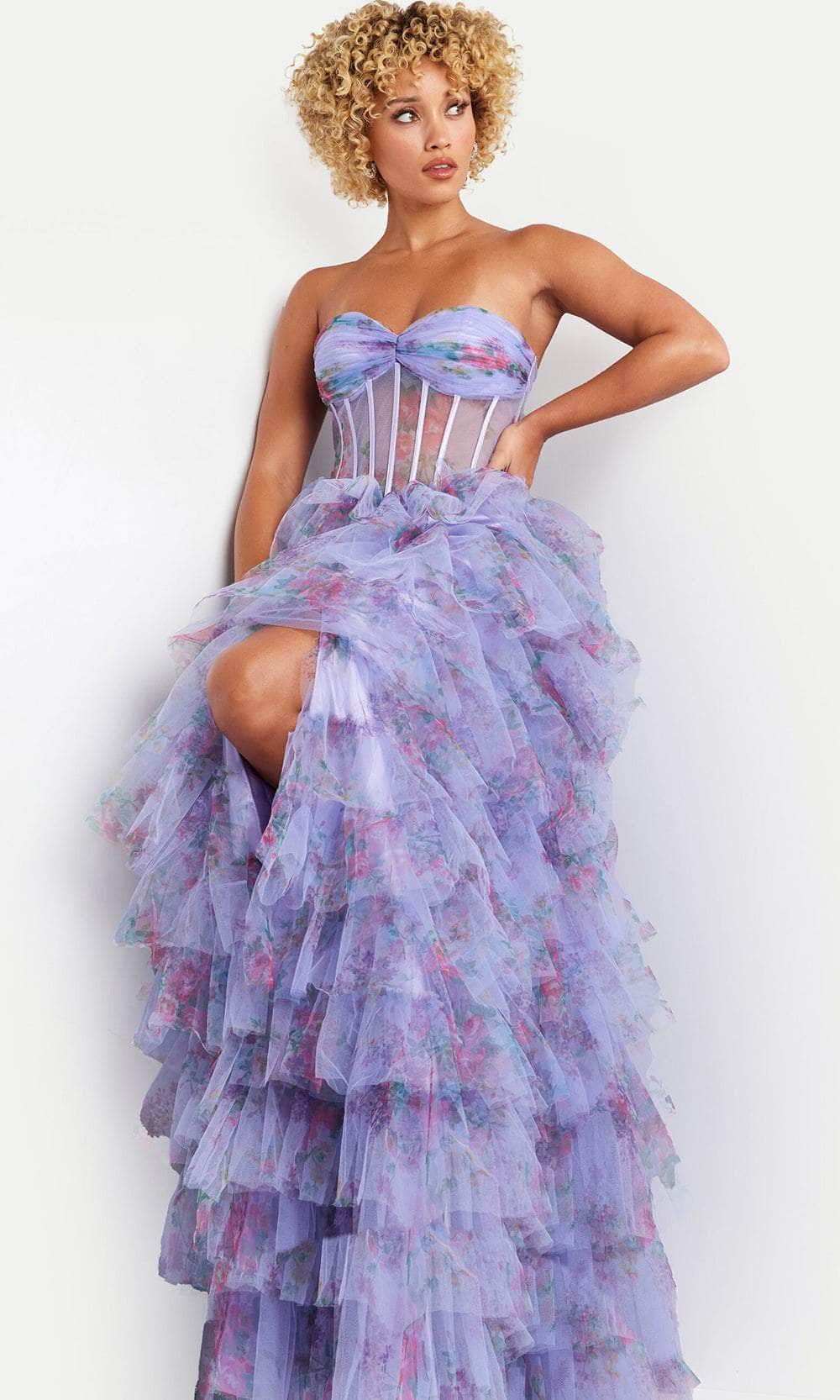 Jovani 39149 - Floral Printed Pleated Prom Gown Quinceanera Dresses