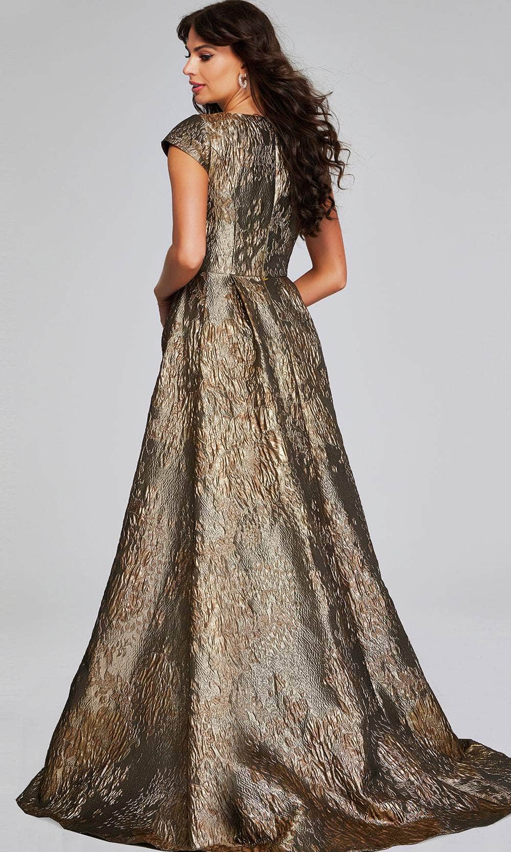 Jovani 40295 - Square Neck Gold Textured Evening Gown Special Occasion Dress