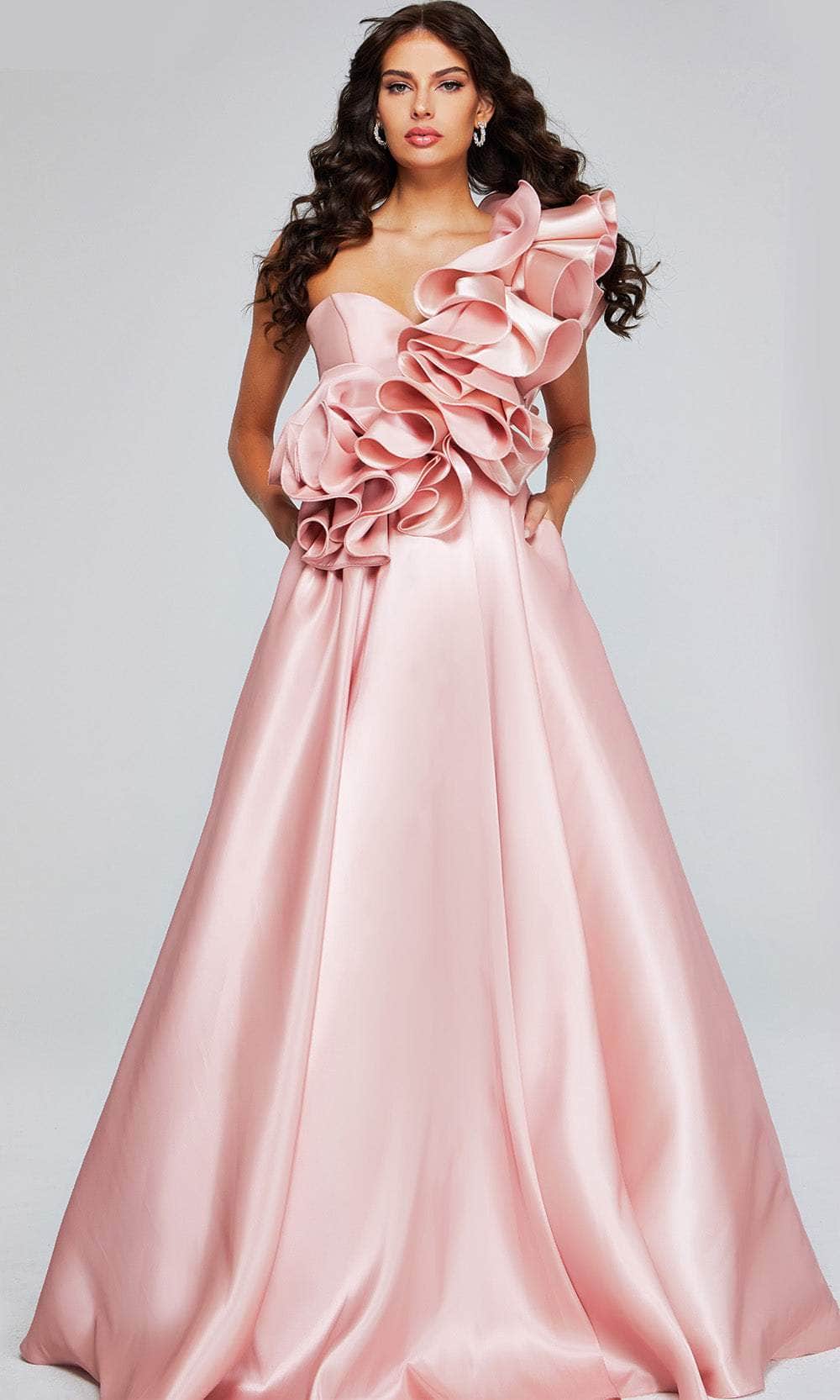 Jovani 40796 A Line Long Formal Ruffled Prom Dress - Blush / 8 Jovani 40796 A Line Long Formal Ruffled Prom Dress - Blush / 8