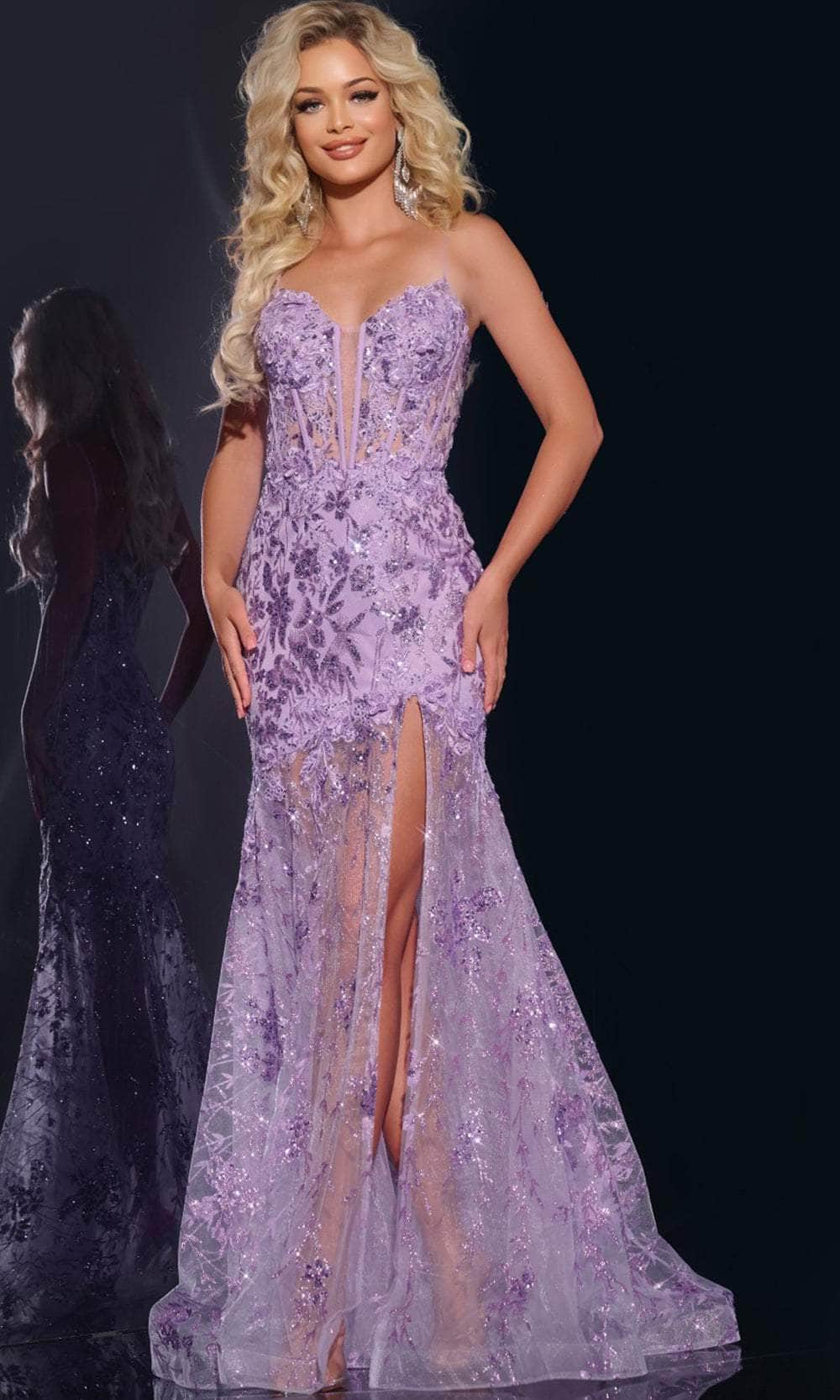Jovani 42203 - Sequin Corset Prom Dress Prom Dresses 00 / Lilac