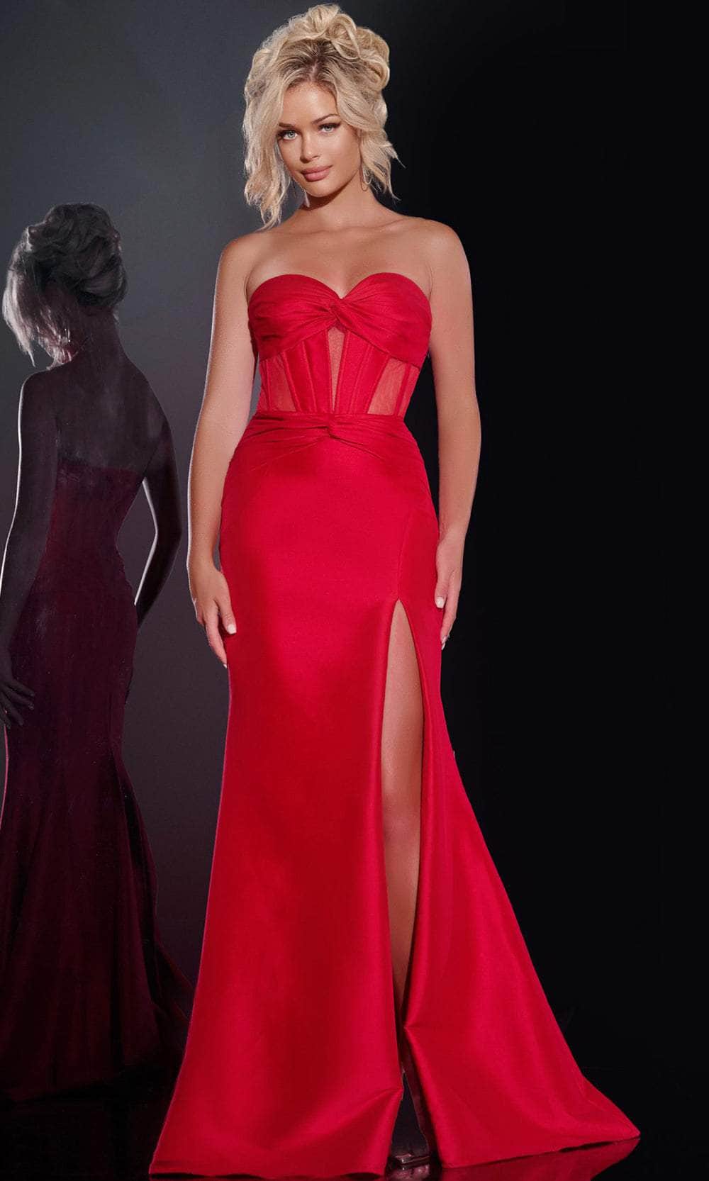 Jovani 42375 - Strapless Mermaid Prom Dress Prom Dresses 00 / Red